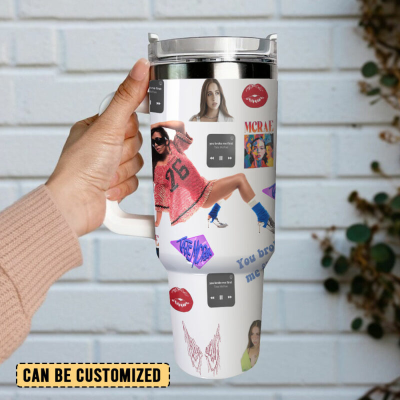 Tate McRae Music Custom Stanley Quencher 40oz Stainless Steel Tumbler With Handle - Threewoofs - Image 3