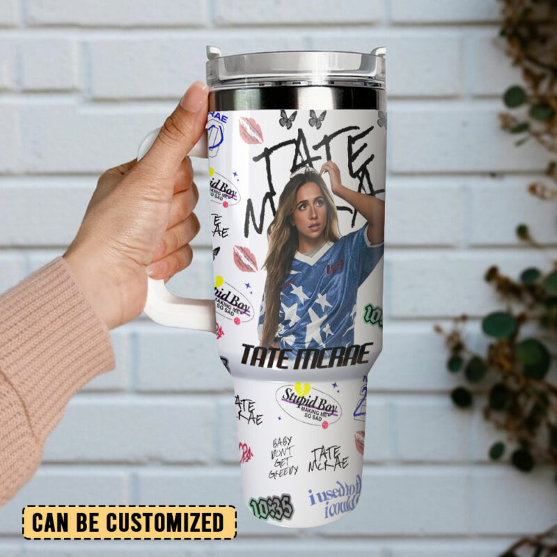Tate McRae Music Custom Stanley Quencher 40oz Stainless Steel Tumbler With Handle - Threewoofs - Image 3