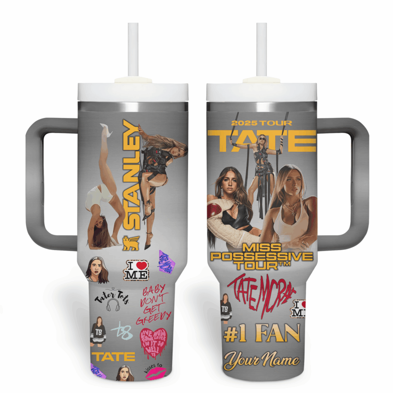Tate McRae Music Custom Stanley Quencher 40oz Stainless Steel Tumbler With Handle - Threewoofs - Image 2