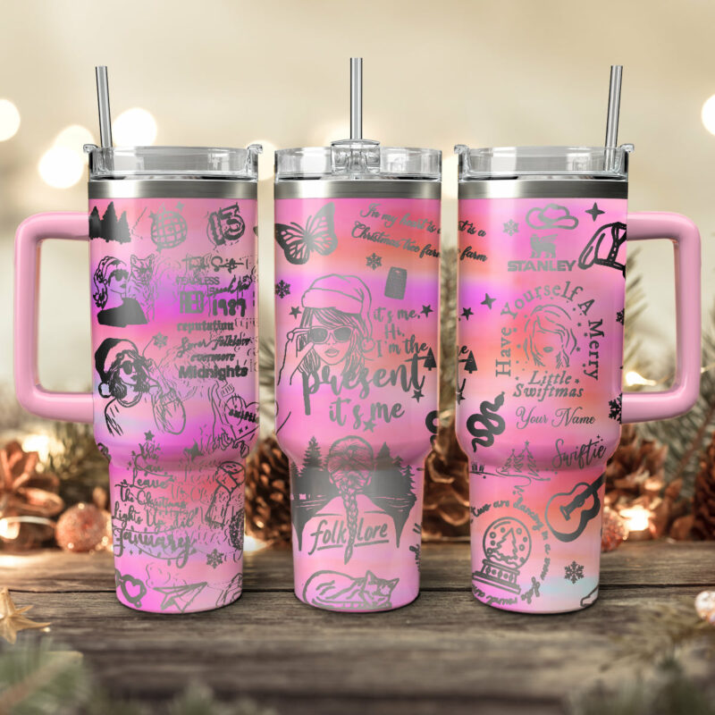 Taylor Swift Music Christmas Custom Stanley Quencher 40oz Stainless Steel Tumbler With Handle - Threewoofs