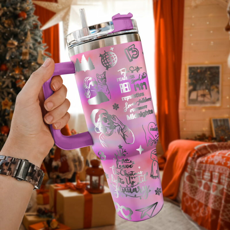 Taylor Swift Music Christmas Custom Stanley Quencher 40oz Stainless Steel Tumbler With Handle - Threewoofs - Image 2