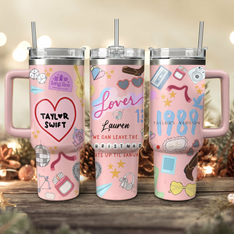 Taylor Swift Music Christmas Custom Stanley Quencher 40oz Stainless Steel Tumbler With Handle - Threewoofs - Image 3
