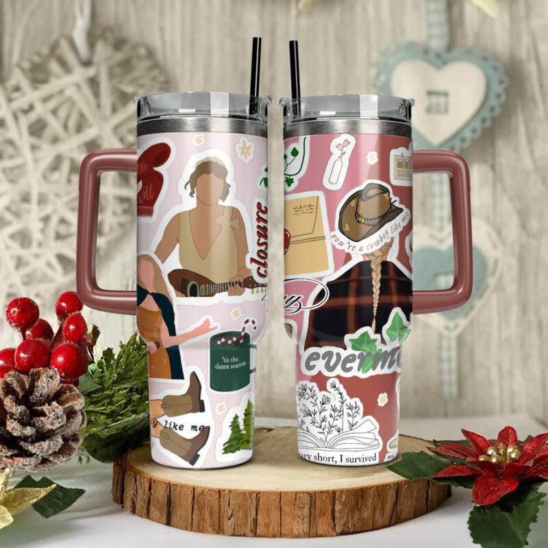 Taylor Swift Music Christmas Custom Stanley Quencher 40oz Stainless Steel Tumbler With Handle - Threewoofs - Image 2