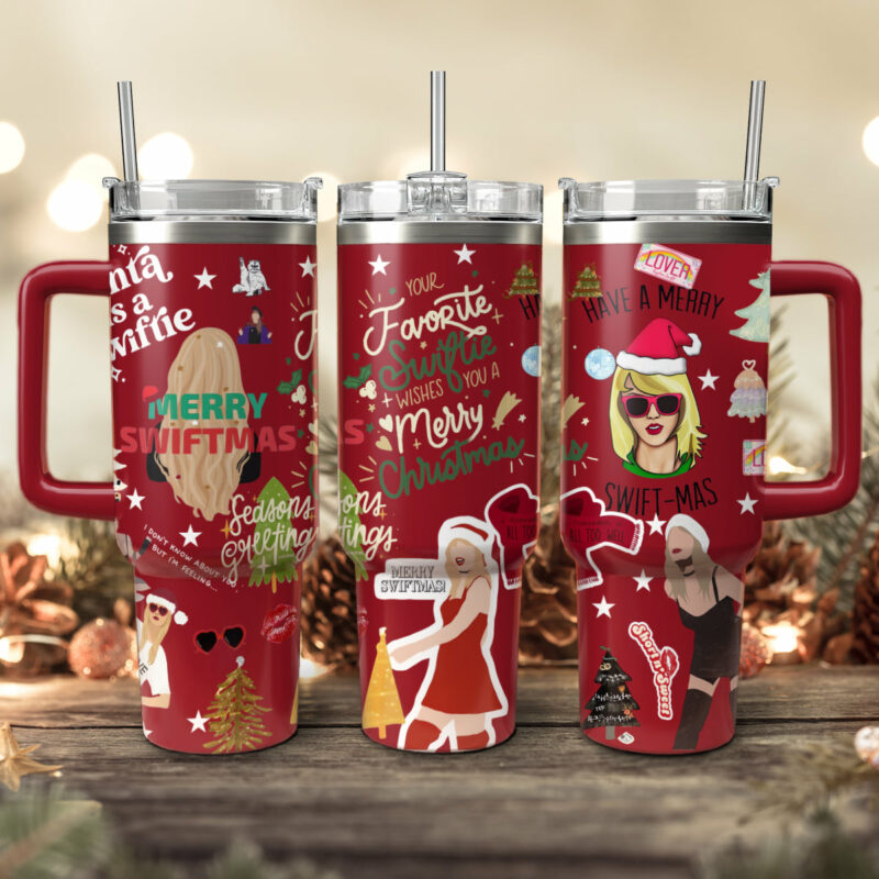 Taylor Swift Music Christmas Custom Stanley Quencher 40oz Stainless Steel Tumbler With Handle - Threewoofs - Image 2