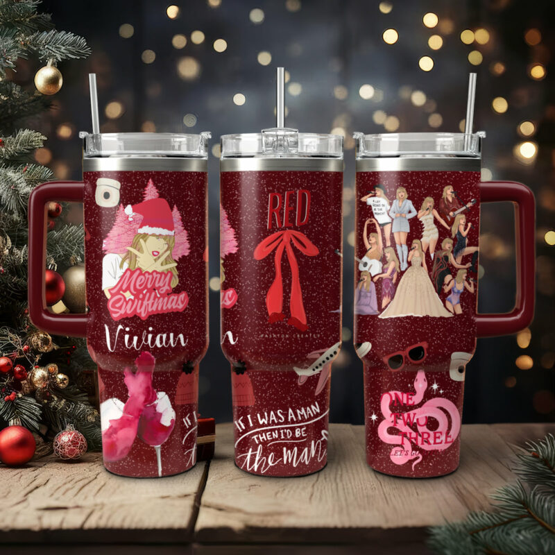 Taylor Swift Music Christmas Custom Stanley Quencher 40oz Stainless Steel Tumbler With Handle - Threewoofs - Image 3