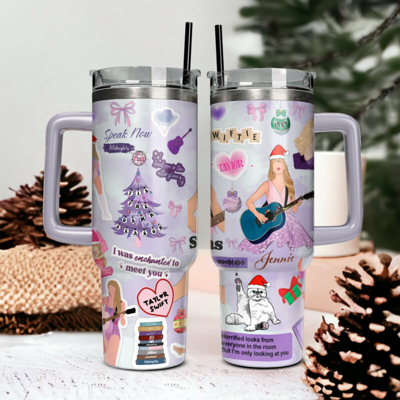 Taylor Swift Music Christmas Custom Stanley Quencher 40oz Stainless Steel Tumbler With Handle - Threewoofs