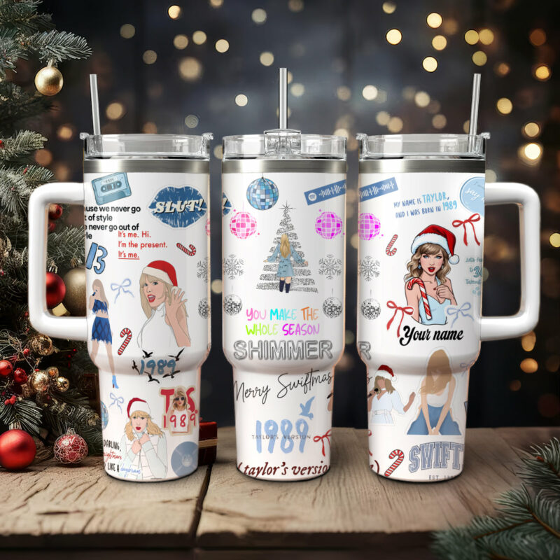 Taylor Swift Music Christmas Custom Stanley Quencher 40oz Stainless Steel Tumbler With Handle - Threewoofs