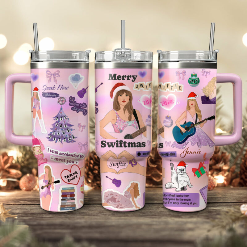Taylor Swift Music Christmas Custom Stanley Quencher 40oz Stainless Steel Tumbler With Handle - Threewoofs