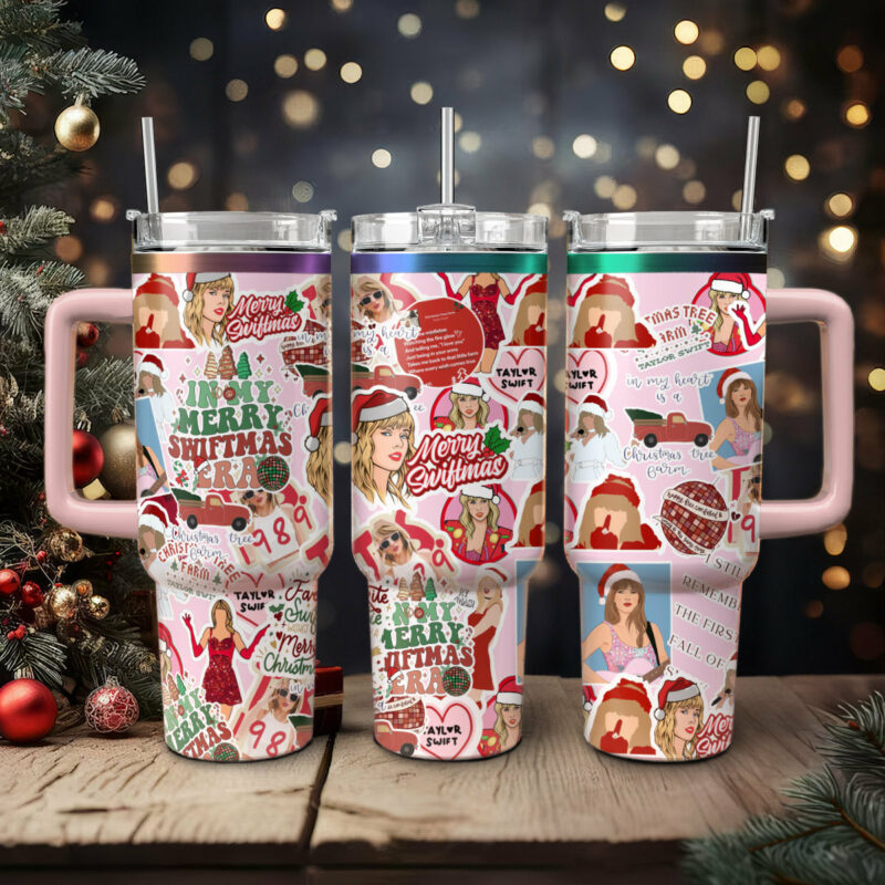 Taylor Swift Music Christmas Custom Stanley Quencher 40oz Stainless Steel Tumbler With Handle - Threewoofs