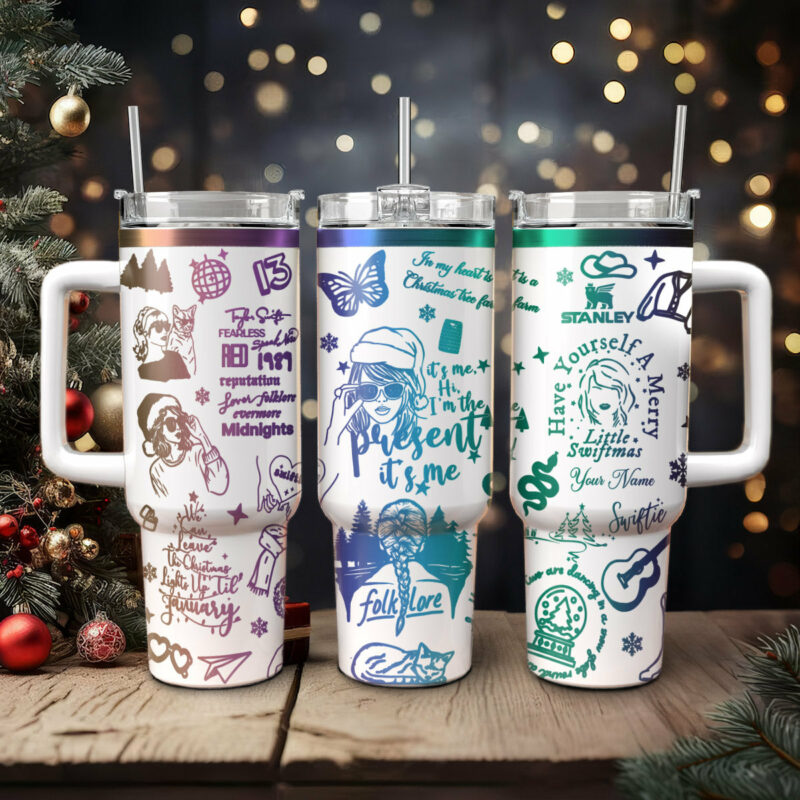 Taylor Swift Music Christmas Custom Stanley Quencher 40oz Stainless Steel Tumbler With Handle - Threewoofs
