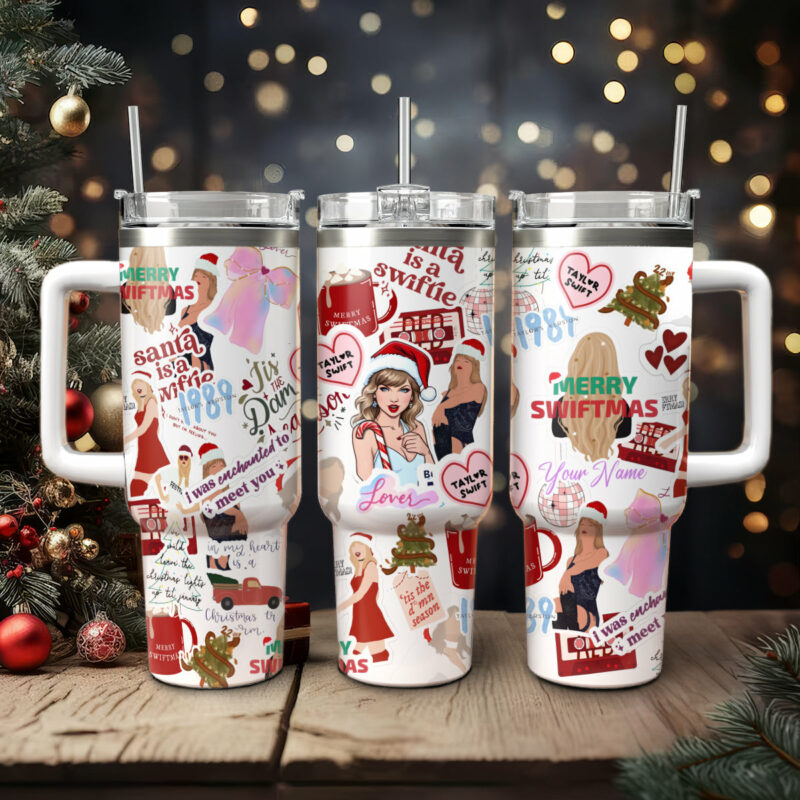 Taylor Swift Music Christmas Custom Stanley Quencher 40oz Stainless Steel Tumbler With Handle - Threewoofs