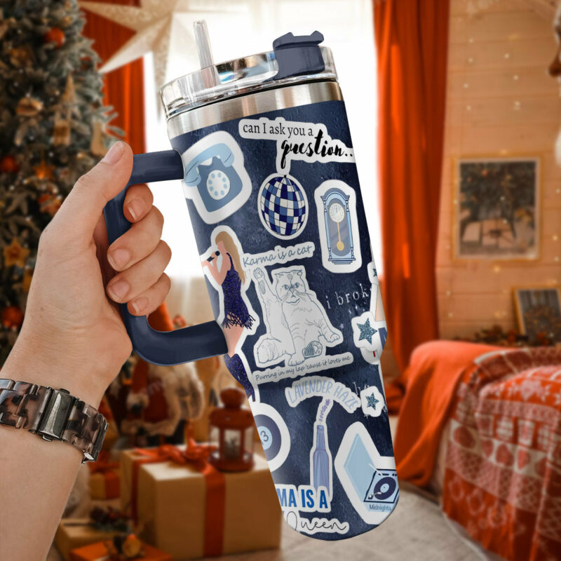 Taylor Swift Music Christmas Custom Stanley Quencher 40oz Stainless Steel Tumbler With Handle - Threewoofs - Image 2