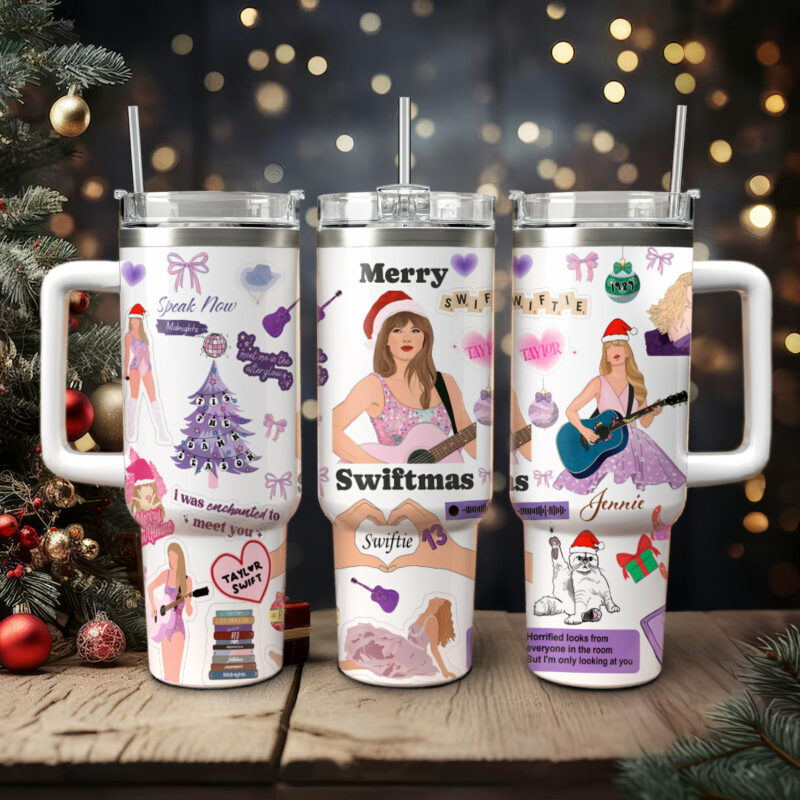 Taylor Swift Music Christmas Custom Stanley Quencher 40oz Stainless Steel Tumbler With Handle - Threewoofs