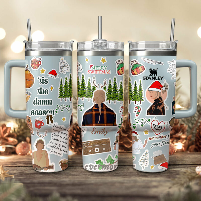 Taylor Swift Music Christmas Custom Stanley Quencher 40oz Stainless Steel Tumbler With Handle - Threewoofs
