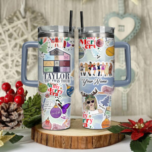 Taylor Swift Music Christmas Custom Stanley Quencher 40oz Stainless Steel Tumbler With Handle - Threewoofs