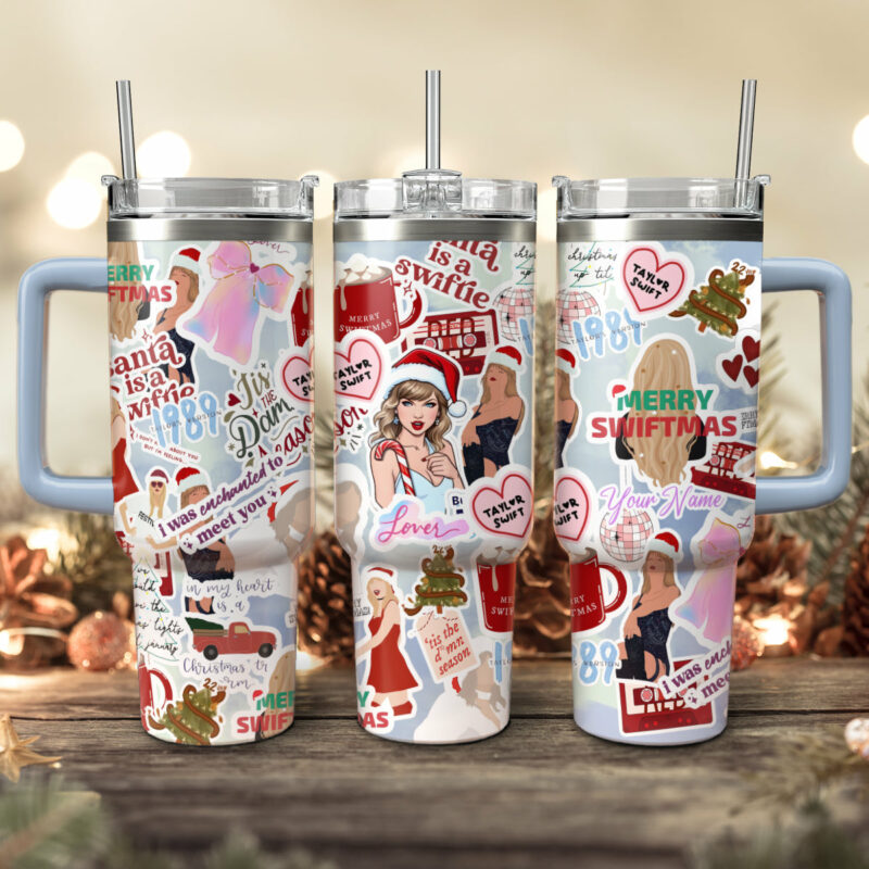 Taylor Swift Music Christmas Custom Stanley Quencher 40oz Stainless Steel Tumbler With Handle - Threewoofs