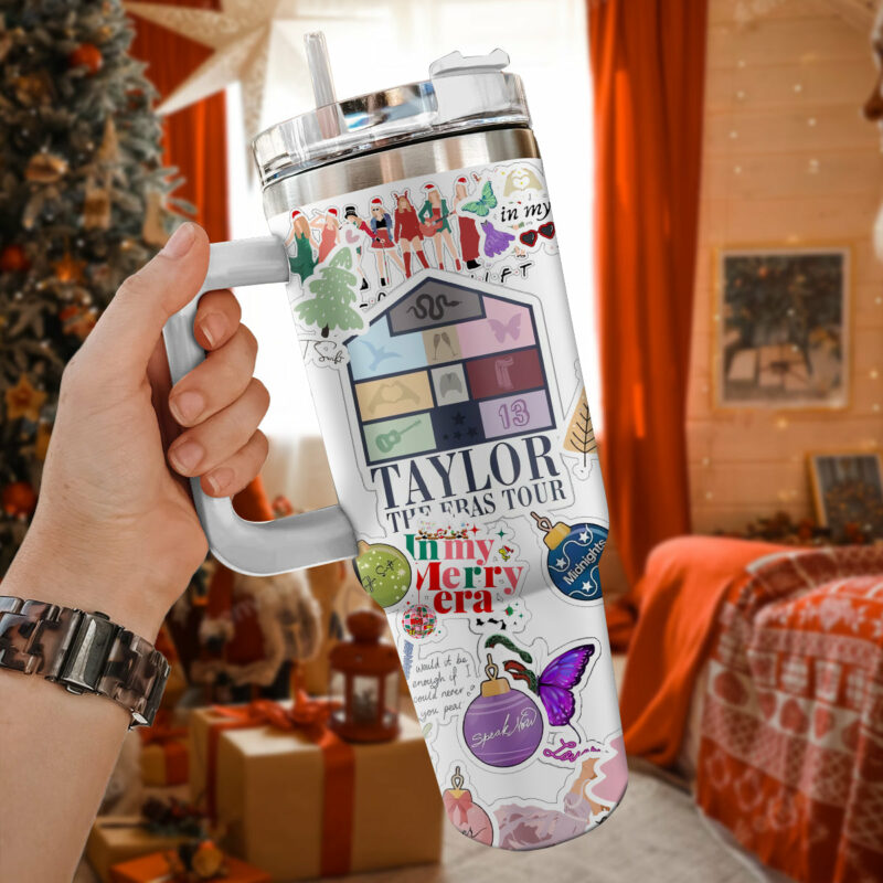 Taylor Swift Music Christmas Custom Stanley Quencher 40oz Stainless Steel Tumbler With Handle - Threewoofs - Image 2