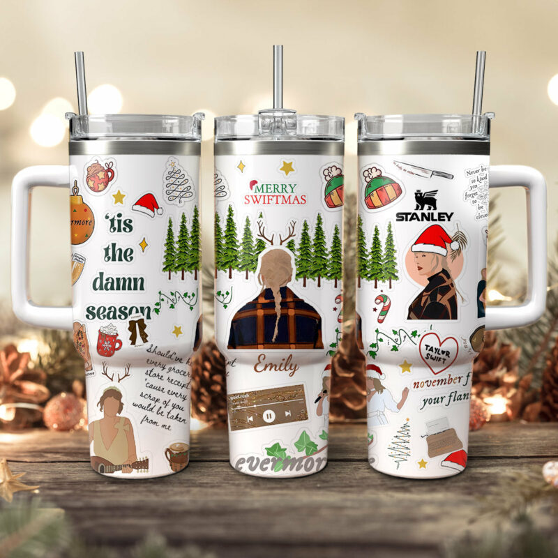 Taylor Swift Music Christmas Custom Stanley Quencher 40oz Stainless Steel Tumbler With Handle - Threewoofs