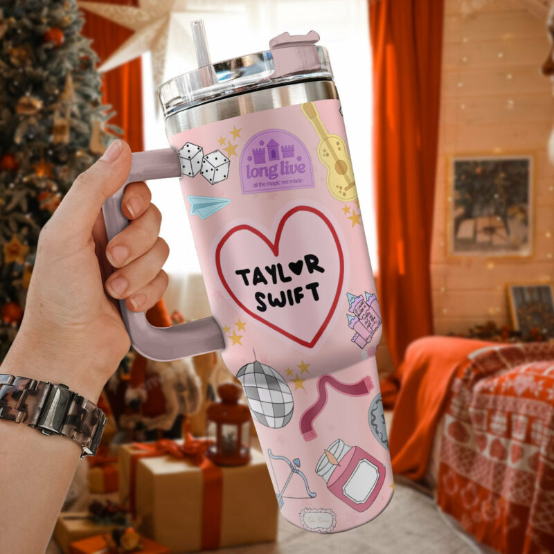 Taylor Swift Music Christmas Custom Stanley Quencher 40oz Stainless Steel Tumbler With Handle - Threewoofs - Image 2