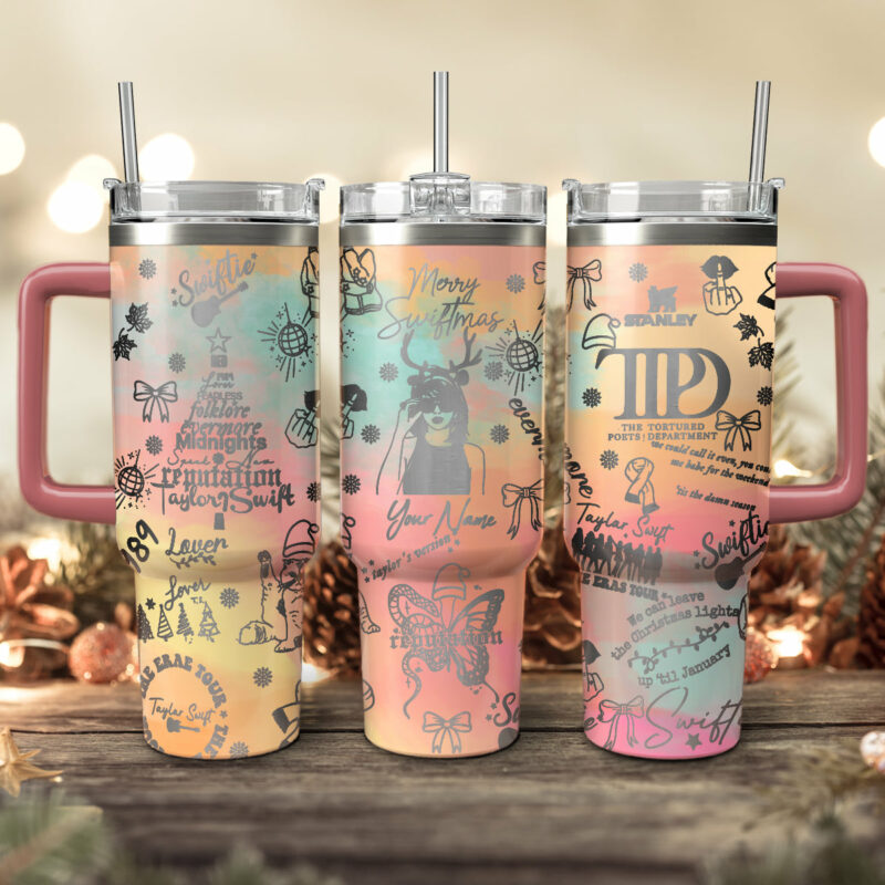 Taylor Swift Music Christmas Custom Stanley Quencher 40oz Stainless Steel Tumbler With Handle - Threewoofs
