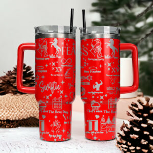 Taylor Swift Music Christmas Custom Stanley Quencher 40oz Stainless Steel Tumbler With Handle - Threewoofs