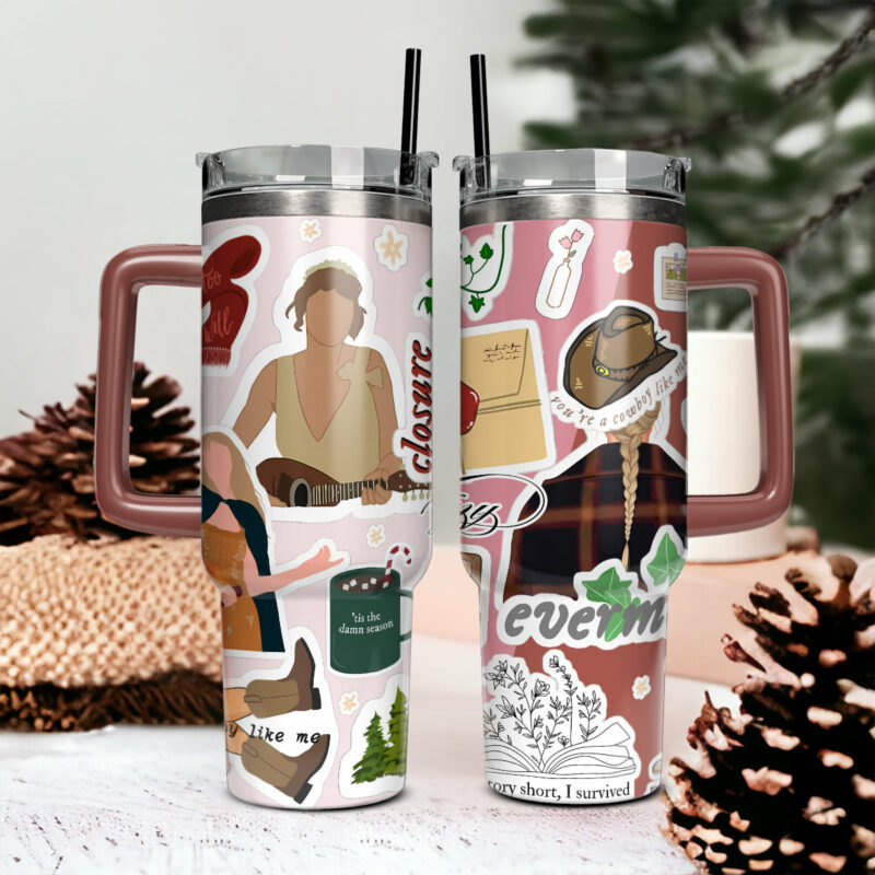 Taylor Swift Music Christmas Custom Stanley Quencher 40oz Stainless Steel Tumbler With Handle - Threewoofs - Image 3