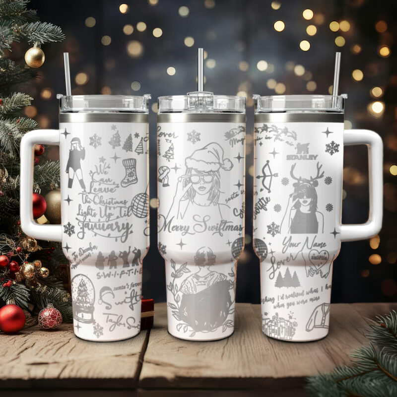 Taylor Swift Music Christmas Custom Stanley Quencher 40oz Stainless Steel Tumbler With Handle - Threewoofs