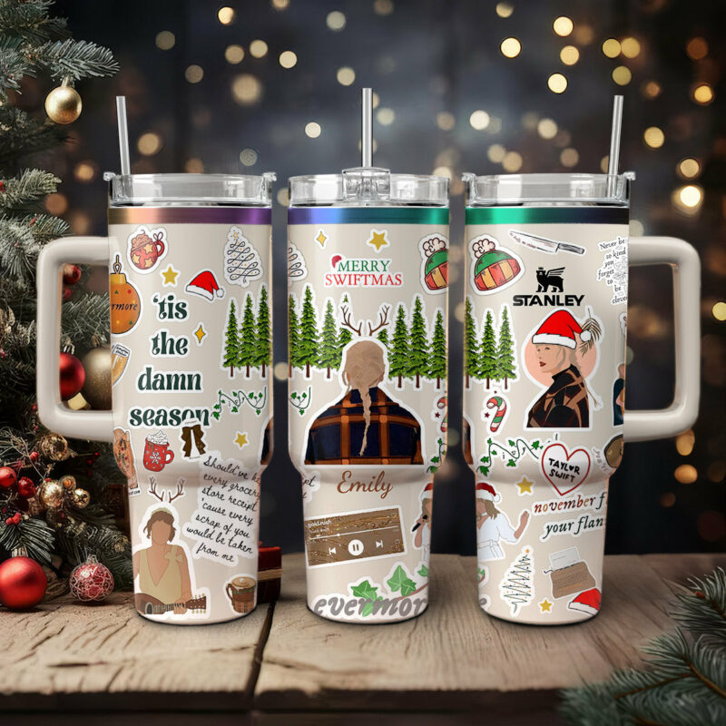 Taylor Swift Music Christmas Custom Stanley Quencher 40oz Stainless Steel Tumbler With Handle - Threewoofs