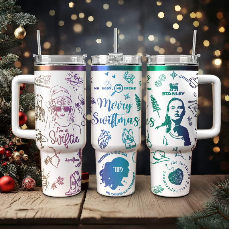 Taylor Swift Music Christmas Custom Stanley Quencher 40oz Stainless Steel Tumbler With Handle - Threewoofs