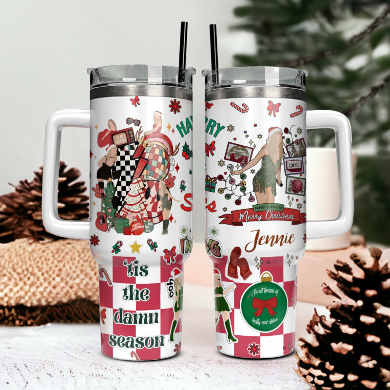 Taylor Swift Music Christmas Custom Stanley Quencher 40oz Stainless Steel Tumbler With Handle - Threewoofs - Image 3