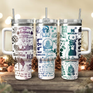 Taylor Swift Music Christmas Custom Stanley Quencher 40oz Stainless Steel Tumbler With Handle - Threewoofs