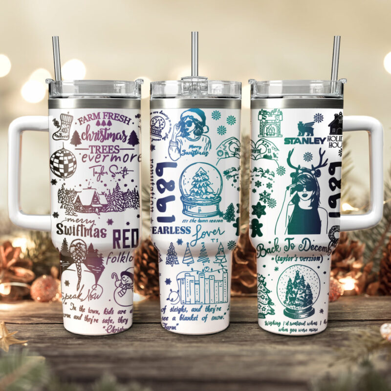 Taylor Swift Music Christmas Custom Stanley Quencher 40oz Stainless Steel Tumbler With Handle - Threewoofs