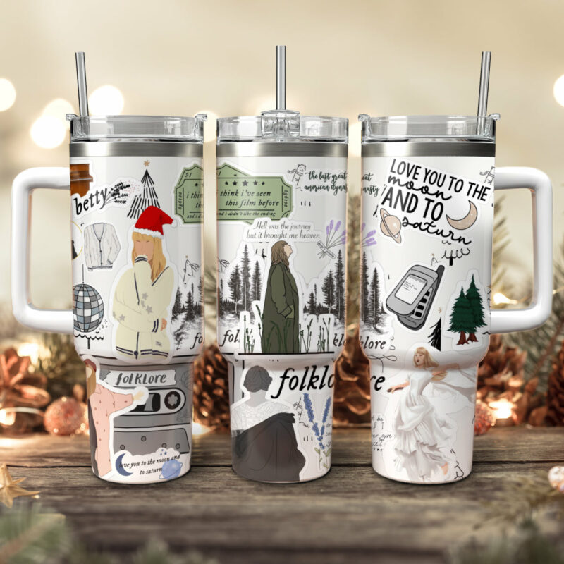 Taylor Swift Music Christmas Custom Stanley Quencher 40oz Stainless Steel Tumbler With Handle - Threewoofs - Image 3