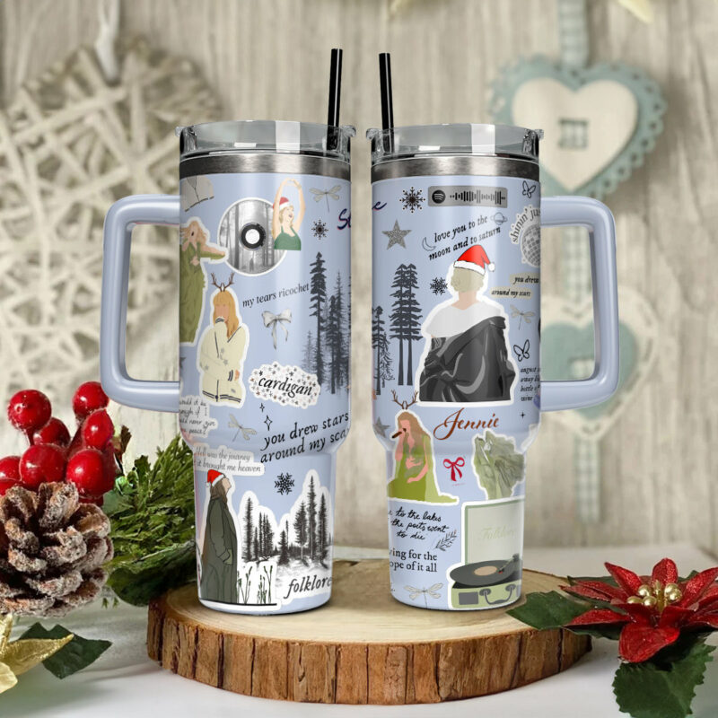 Taylor Swift Music Christmas Custom Stanley Quencher 40oz Stainless Steel Tumbler With Handle - Threewoofs - Image 2