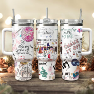 Taylor Swift Music Christmas Custom Stanley Quencher 40oz Stainless Steel Tumbler With Handle - Threewoofs