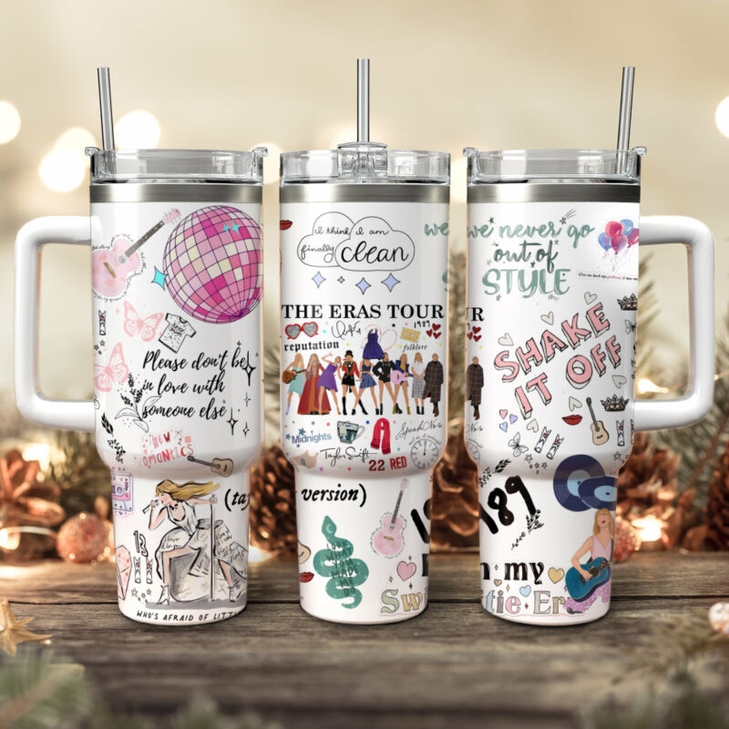 Taylor Swift Music Christmas Custom Stanley Quencher 40oz Stainless Steel Tumbler With Handle - Threewoofs