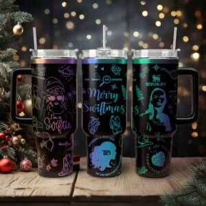 Taylor Swift Music Christmas Custom Stanley Quencher 40oz Stainless Steel Tumbler With Handle - Threewoofs