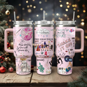 Taylor Swift Music Christmas Custom Stanley Quencher 40oz Stainless Steel Tumbler With Handle - Threewoofs