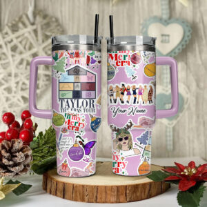 Taylor Swift Music Christmas Custom Stanley Quencher 40oz Stainless Steel Tumbler With Handle - Threewoofs
