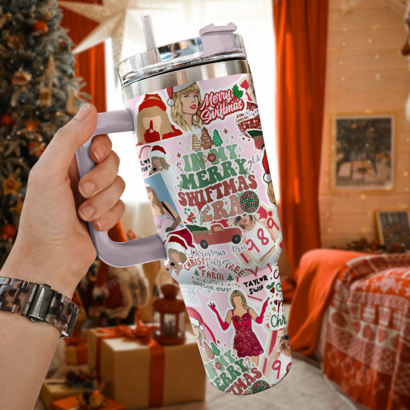 Taylor Swift Music Christmas Custom Stanley Quencher 40oz Stainless Steel Tumbler With Handle - Threewoofs - Image 3