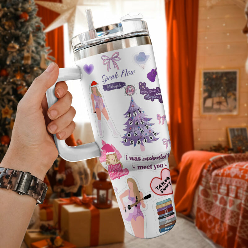 Taylor Swift Music Christmas Custom Stanley Quencher 40oz Stainless Steel Tumbler With Handle - Threewoofs - Image 2