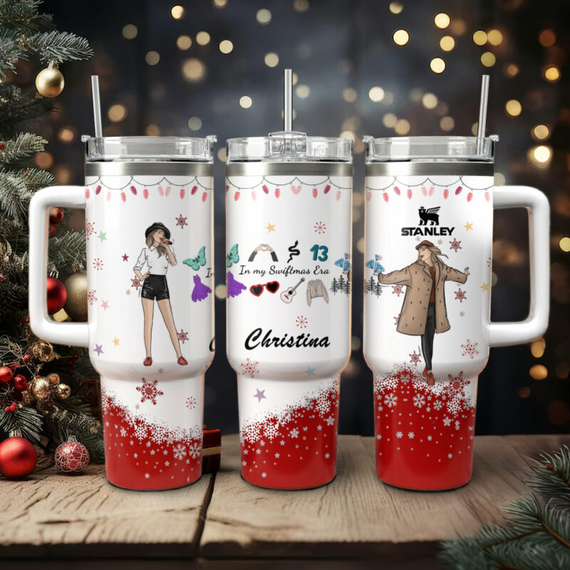 Taylor Swift Music Christmas Custom Stanley Quencher 40oz Stainless Steel Tumbler With Handle - Threewoofs - Image 2