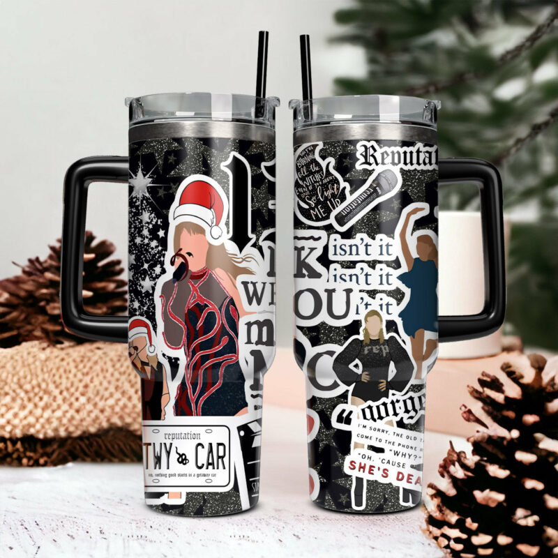 Taylor Swift Music Christmas Custom Stanley Quencher 40oz Stainless Steel Tumbler With Handle - Threewoofs - Image 2