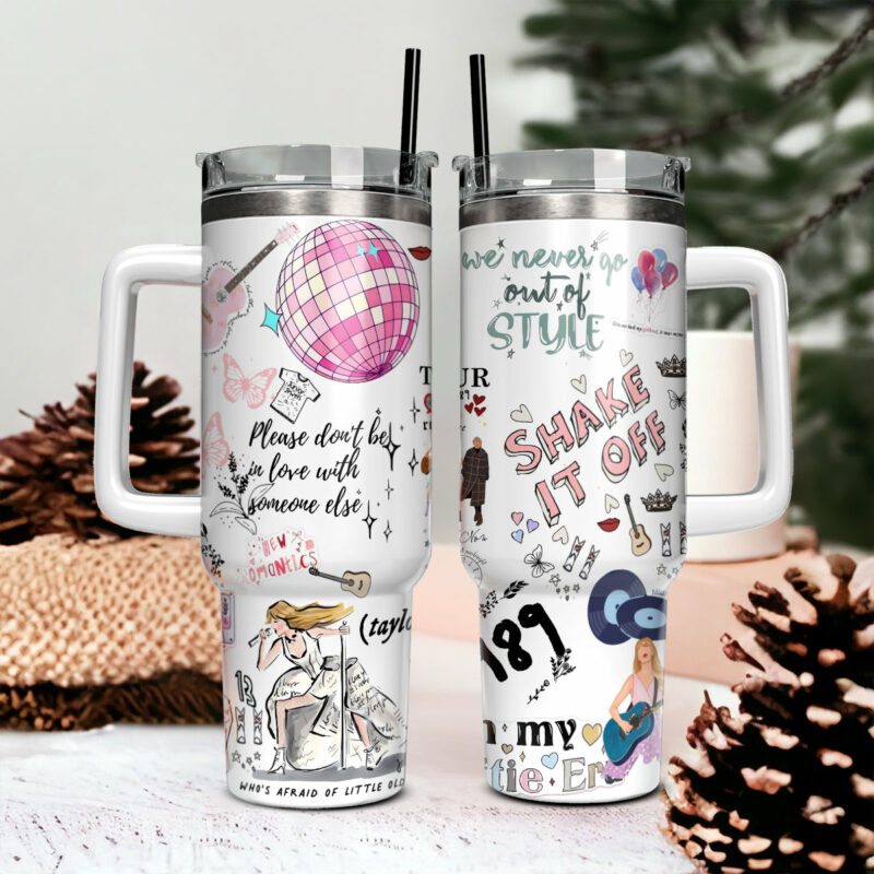 Taylor Swift Music Christmas Custom Stanley Quencher 40oz Stainless Steel Tumbler With Handle - Threewoofs - Image 2