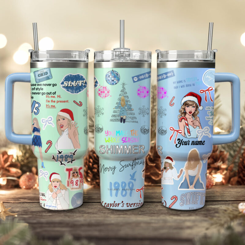 Taylor Swift Music Christmas Custom Stanley Quencher 40oz Stainless Steel Tumbler With Handle - Threewoofs