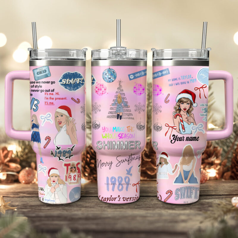Taylor Swift Music Christmas Custom Stanley Quencher 40oz Stainless Steel Tumbler With Handle - Threewoofs