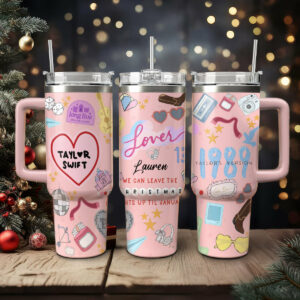 Taylor Swift Music Christmas Custom Stanley Quencher 40oz Stainless Steel Tumbler With Handle - Threewoofs
