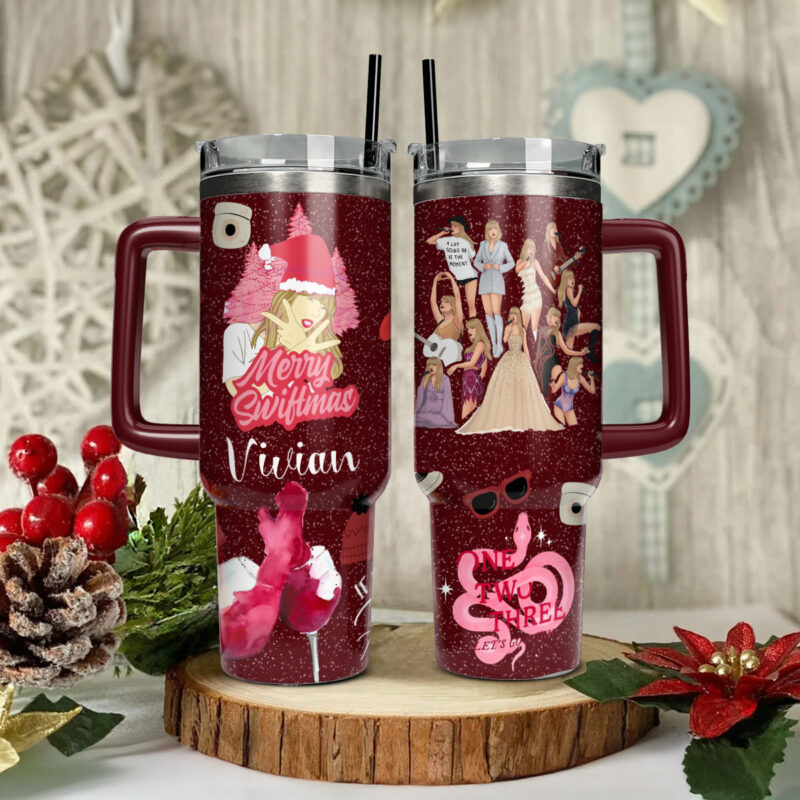Taylor Swift Music Christmas Custom Stanley Quencher 40oz Stainless Steel Tumbler With Handle - Threewoofs - Image 2