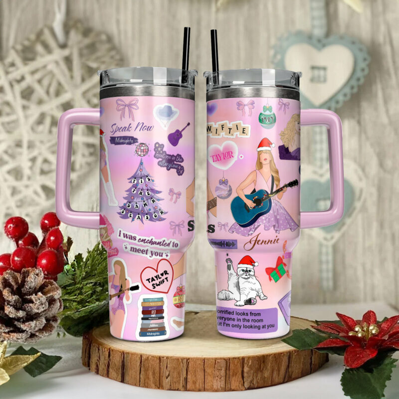 Taylor Swift Music Christmas Custom Stanley Quencher 40oz Stainless Steel Tumbler With Handle - Threewoofs - Image 2