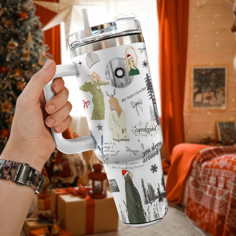 Taylor Swift Music Christmas Custom Stanley Quencher 40oz Stainless Steel Tumbler With Handle - Threewoofs - Image 3